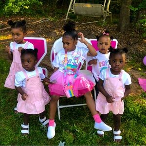 Pink Jean Overall Dress (only)